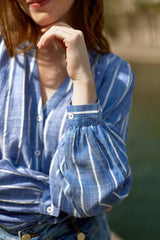 Blouse bleue à rayures - Blue