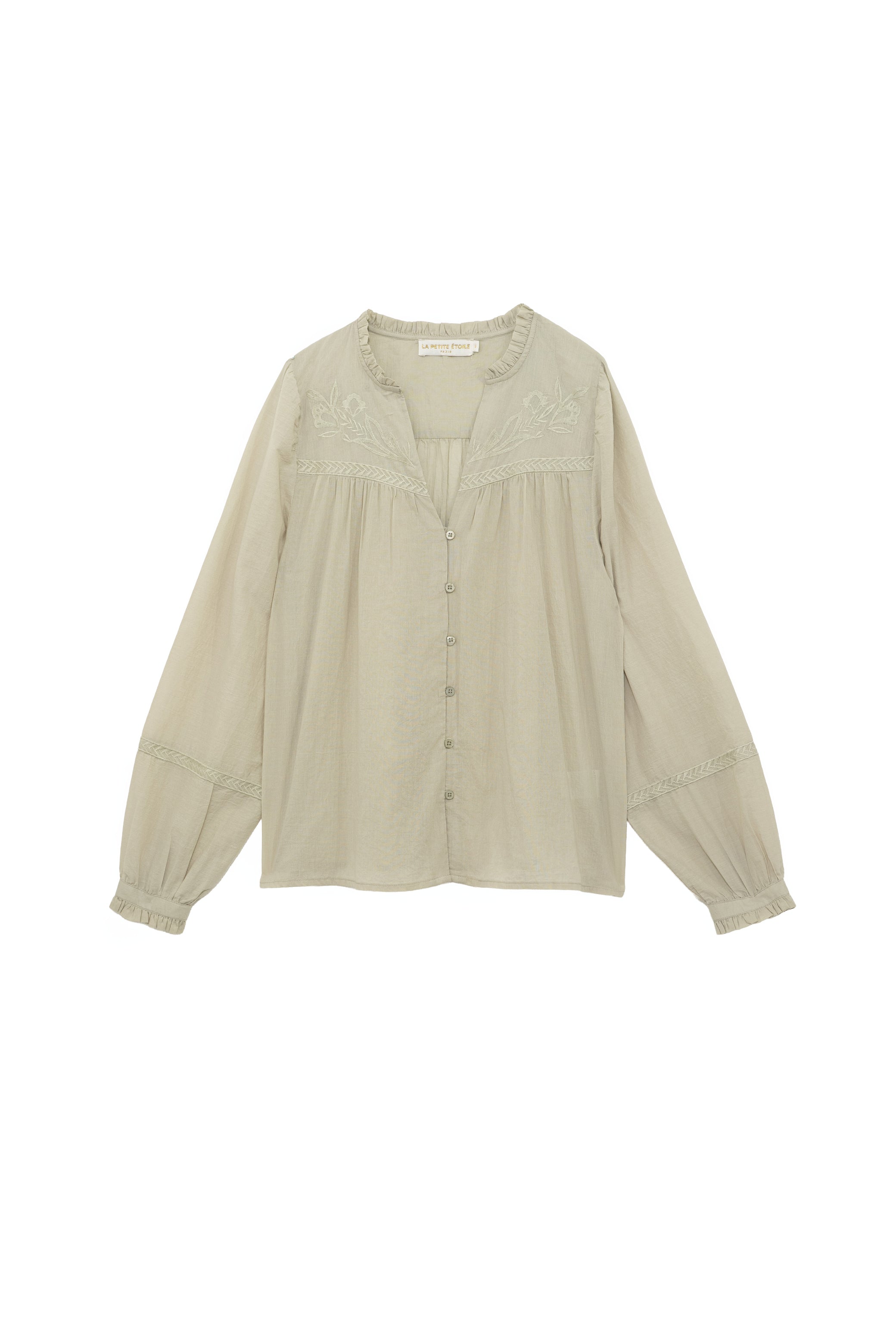 Blouse en coton vert amande - Bowie