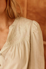 Blouse en coton vert amande - Bowie