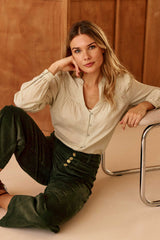 Blouse en coton vert amande - Bowie