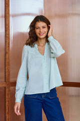 Blouse en coton vert d'eau - Bowie