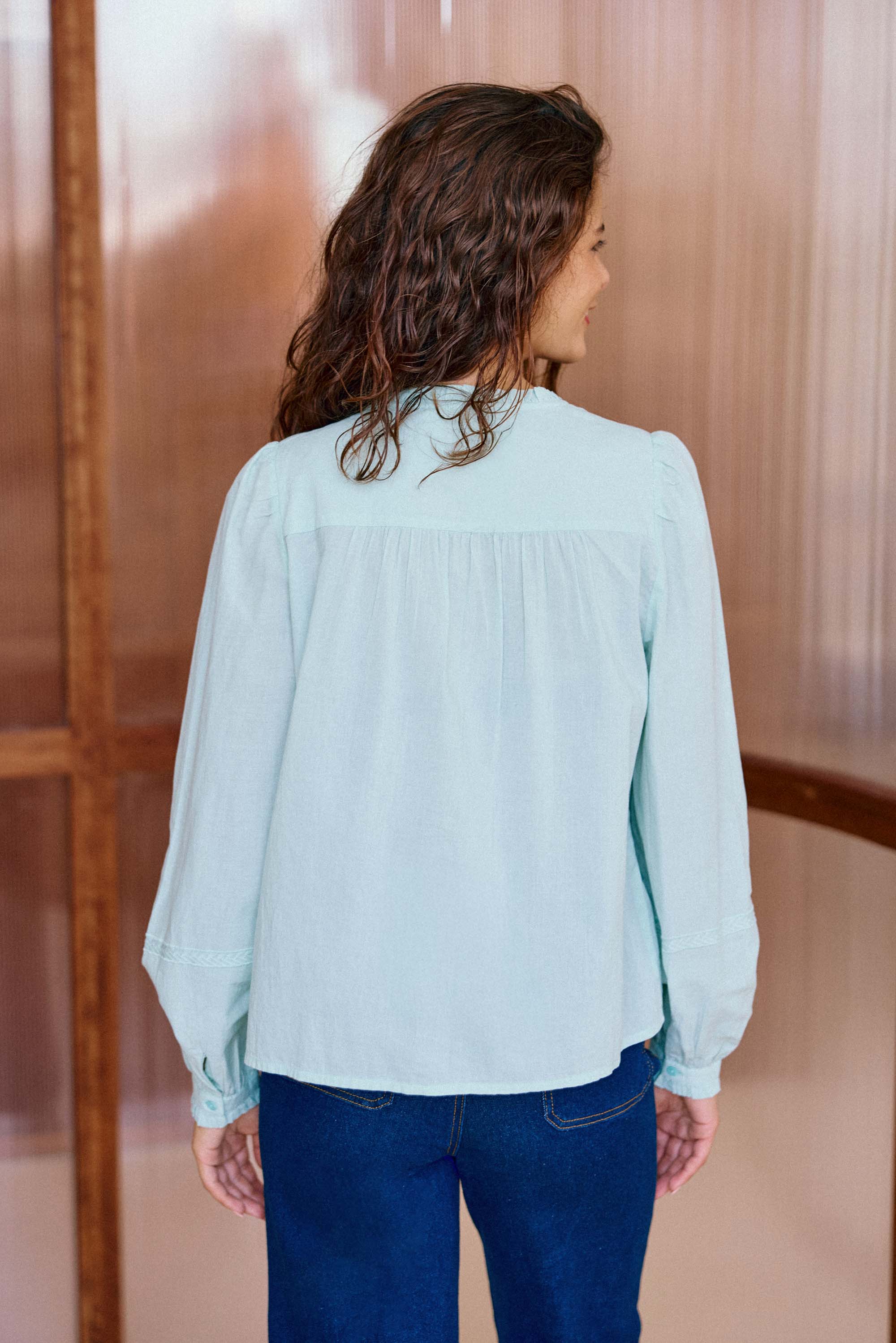 Blouse en coton vert d'eau - Bowie