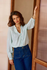 Blouse en coton vert d'eau - Bowie