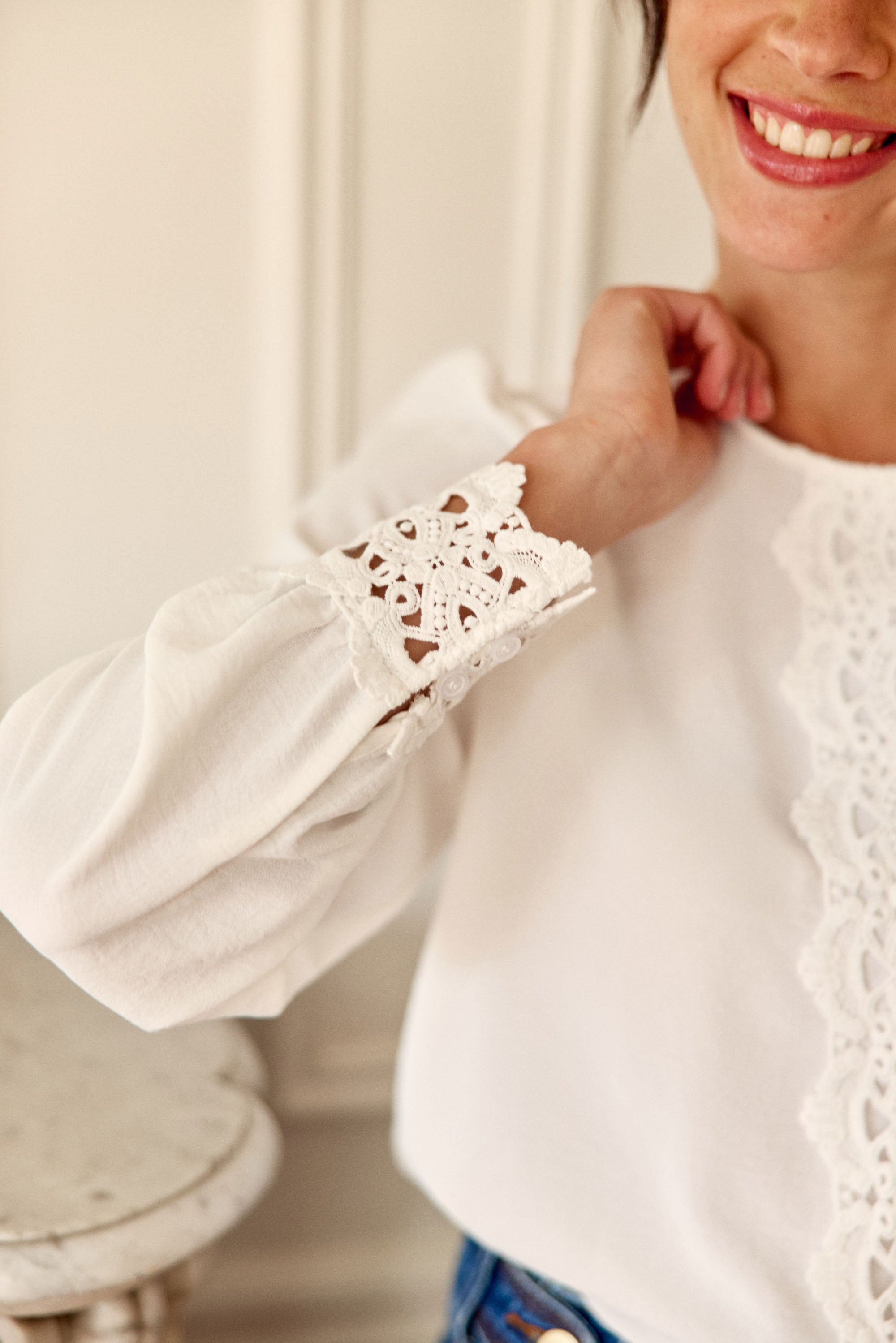 Blouse dentelle écrue - Briella