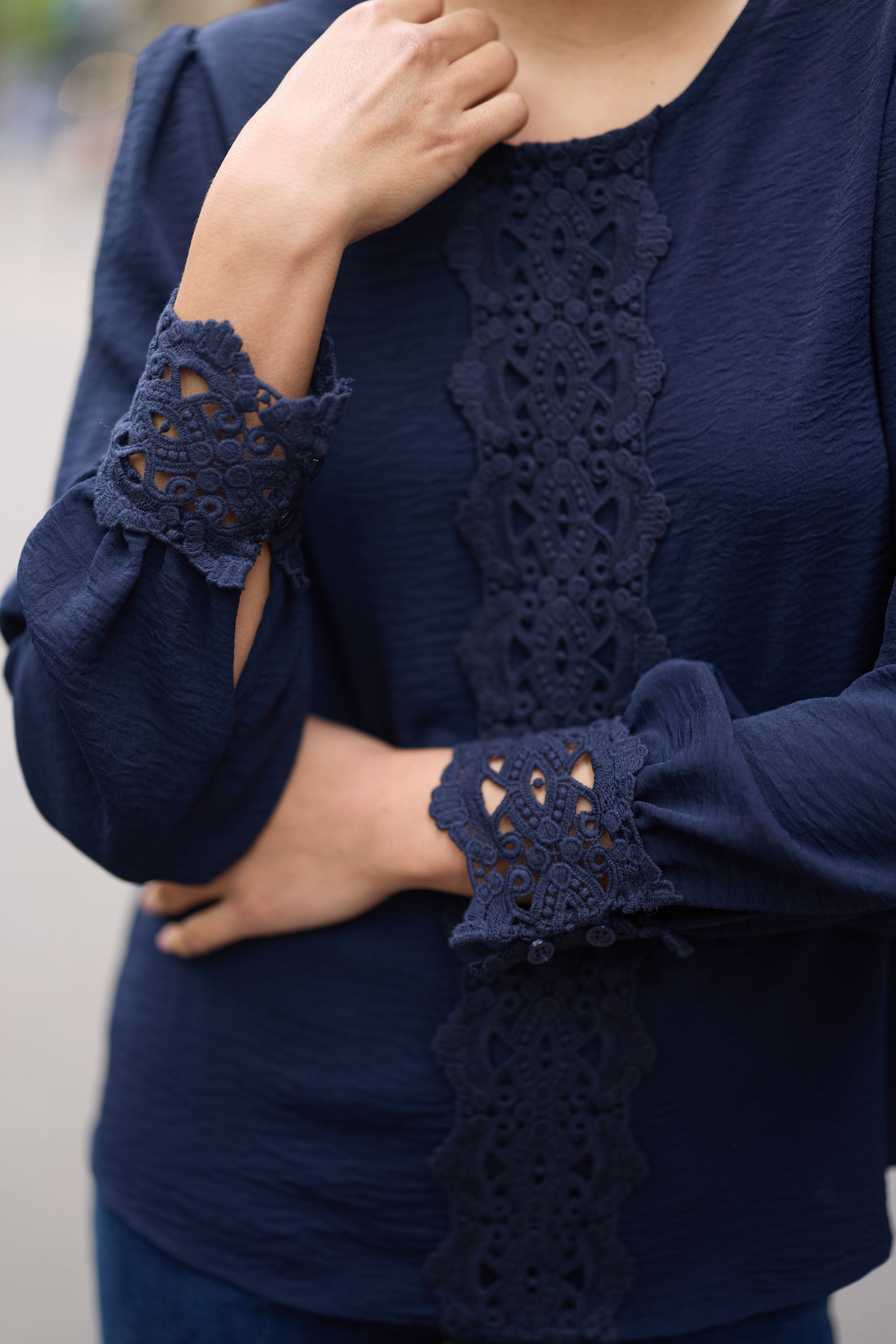 Blouse dentelle marine - Briella