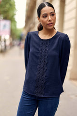 Blouse dentelle marine - Briella