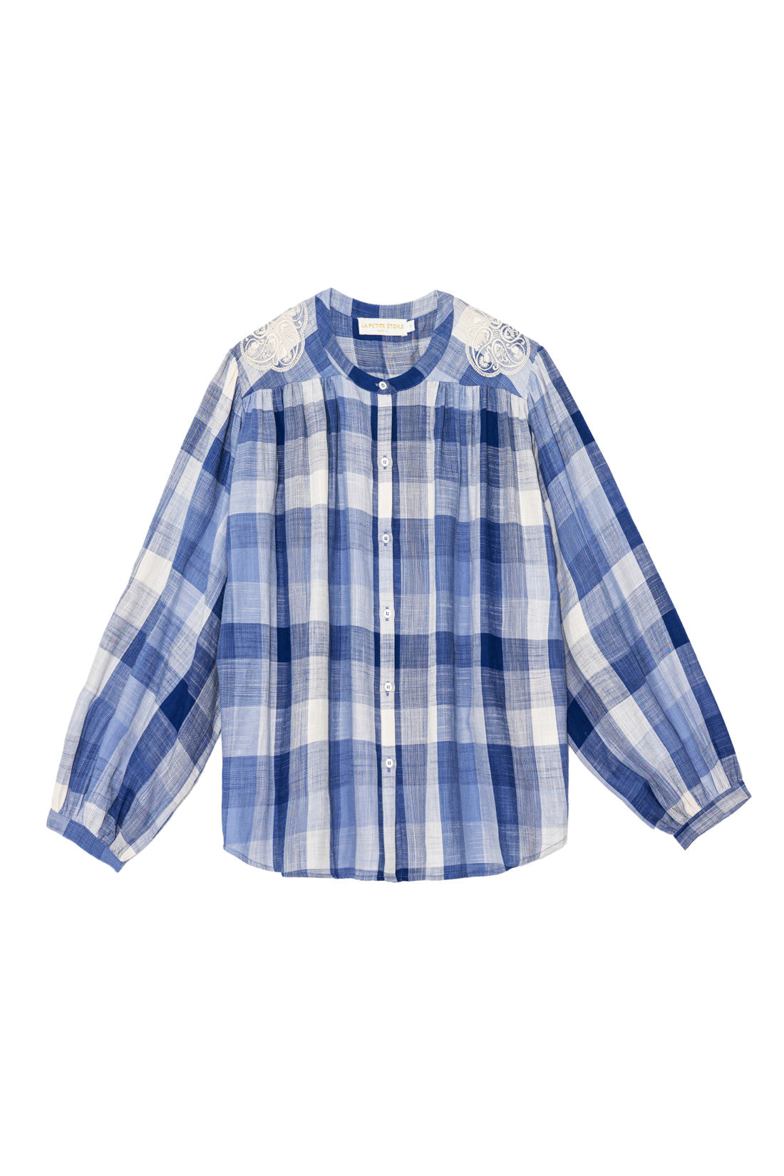 Blouse à carreaux bleue - Brinda