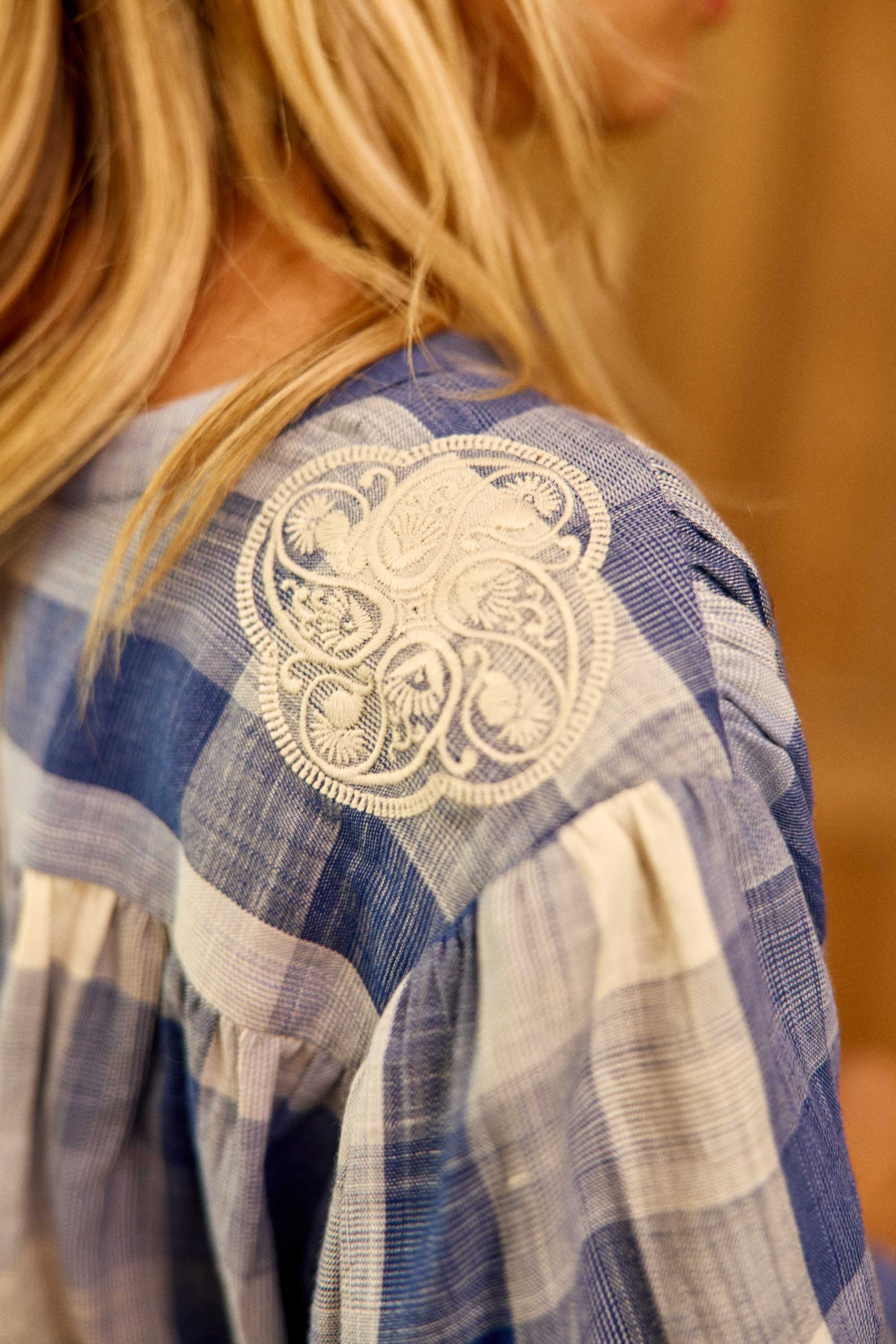 Blouse à carreaux bleue - Brinda