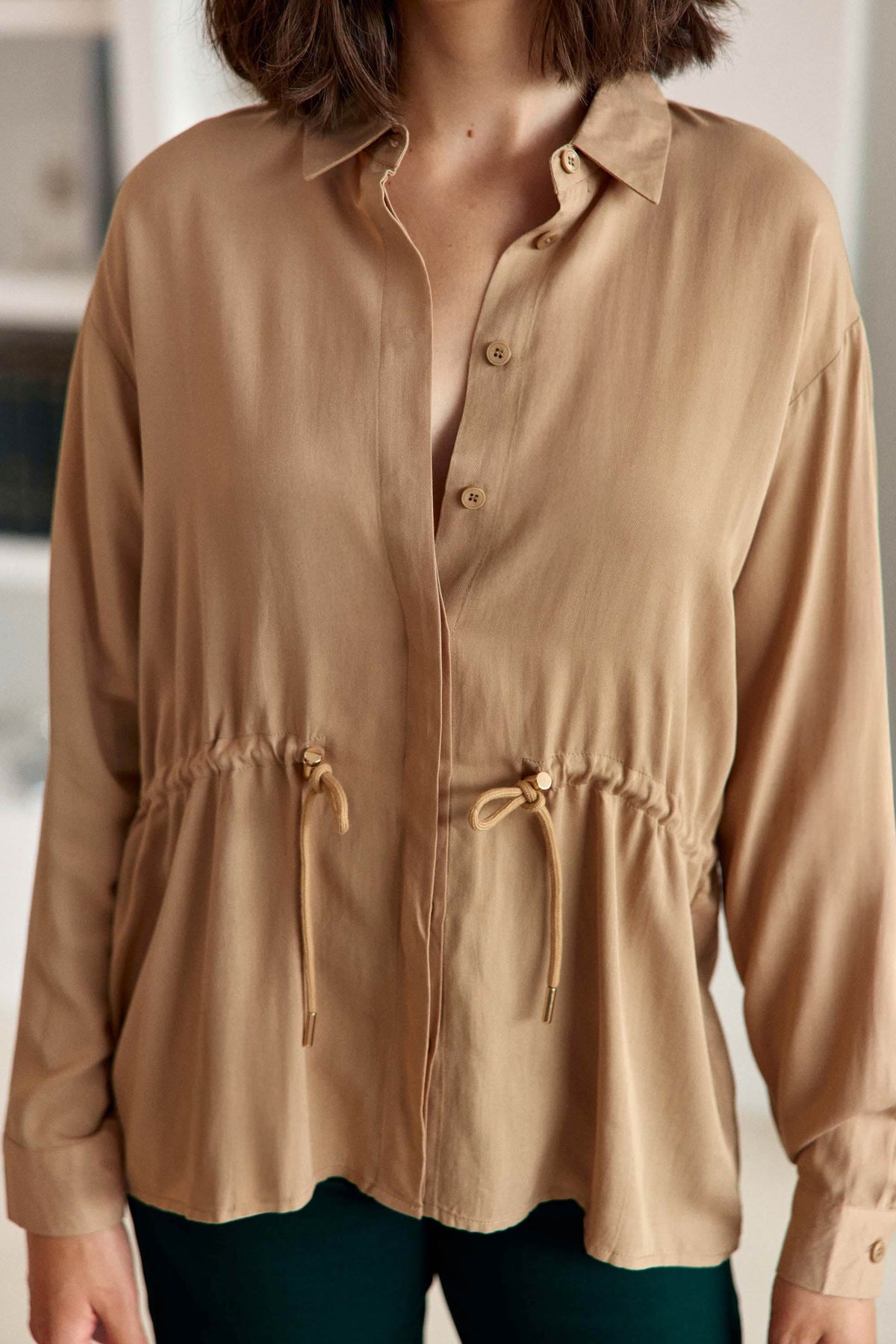 Chemisier fuide beige - Claris