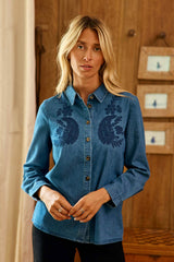 Chemise brodée stone - Clovy