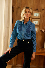 Chemise brodée stone - Clovy