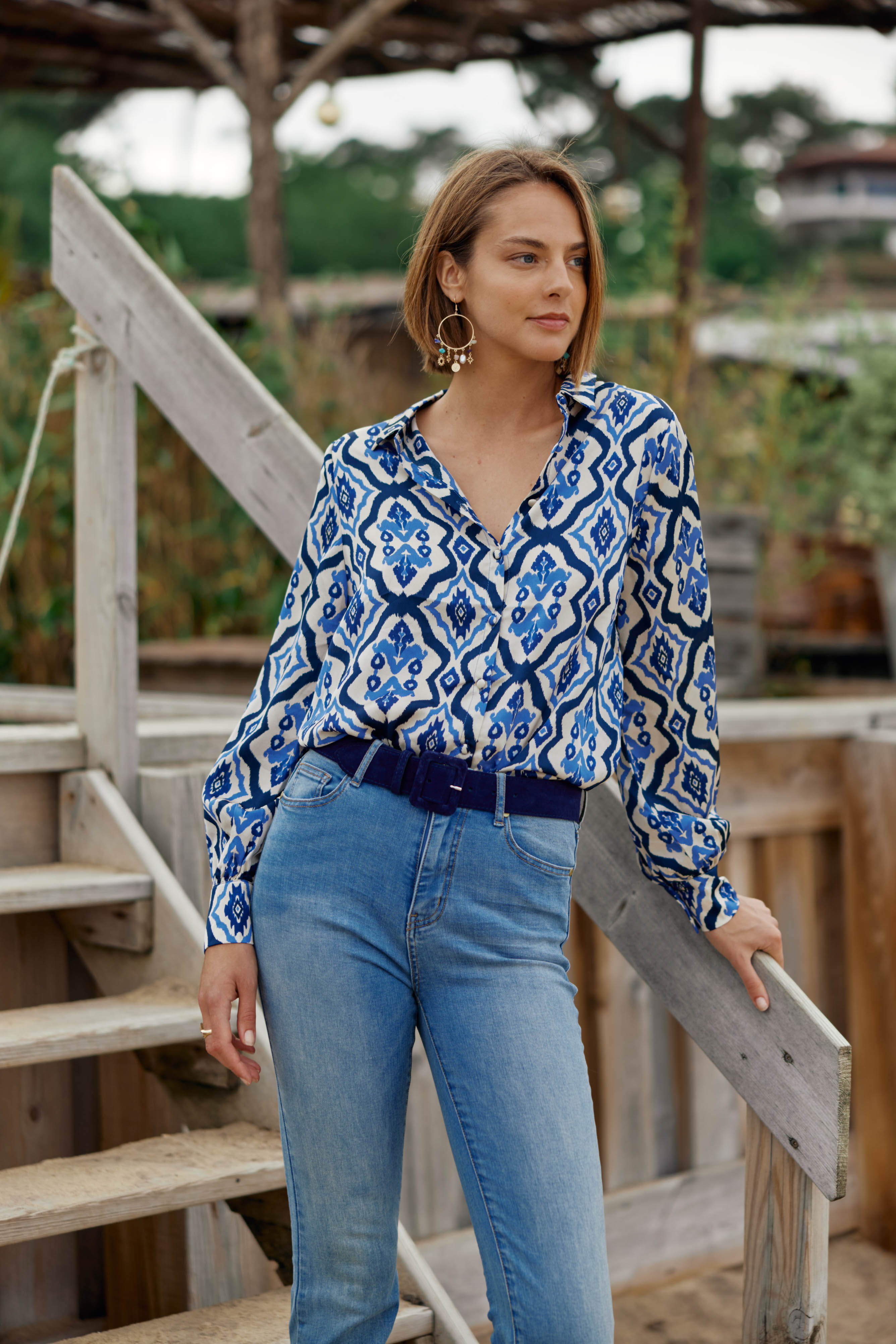 Ceinture cuir marine - Elma