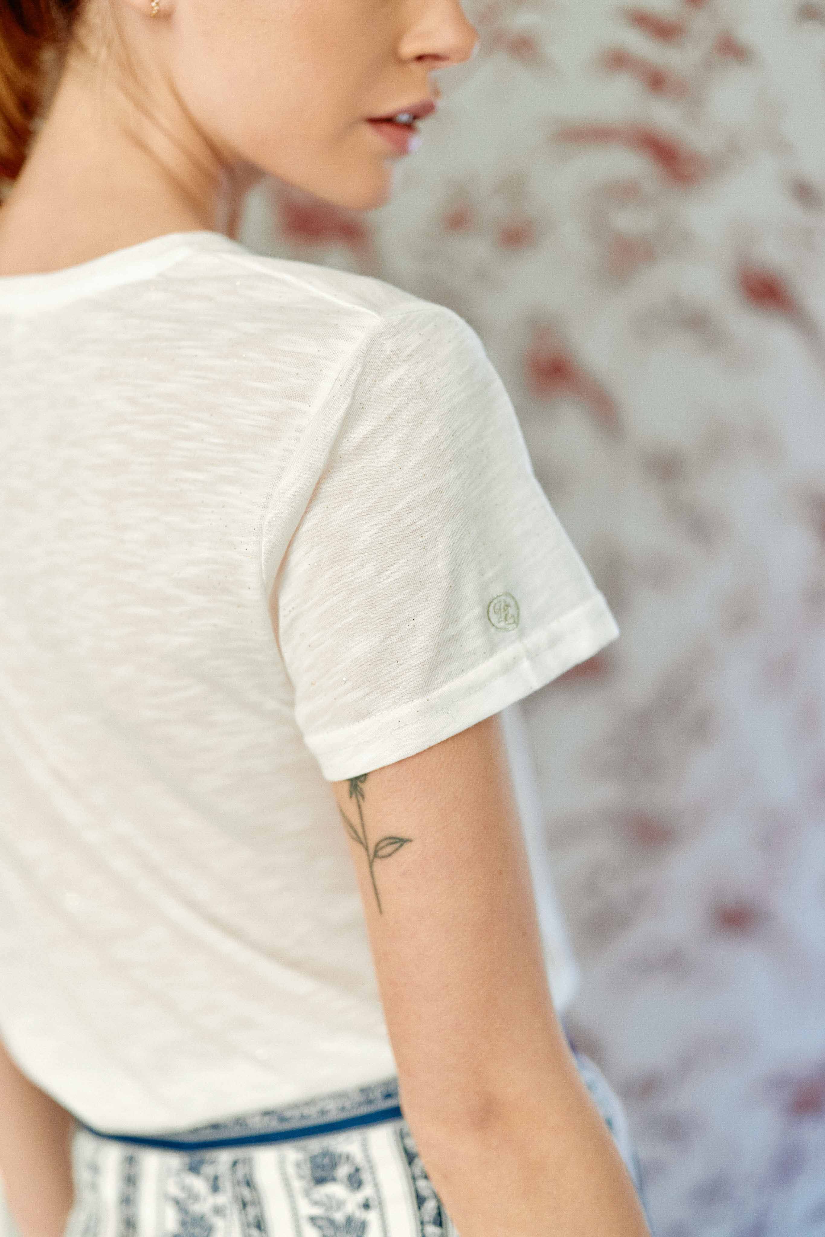 T-shirt col V Elva - Blanc