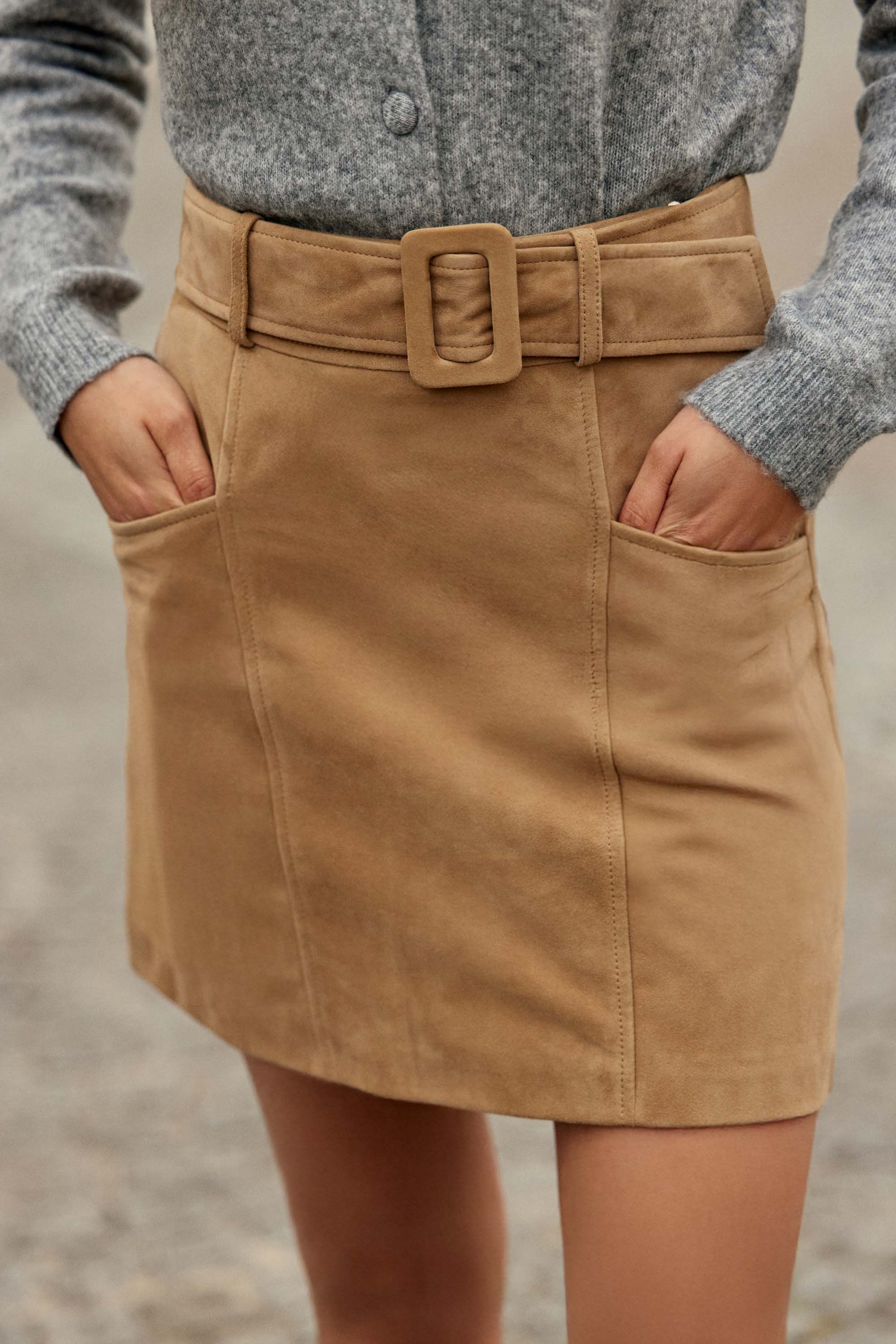 Jupe courte beige - Faustine