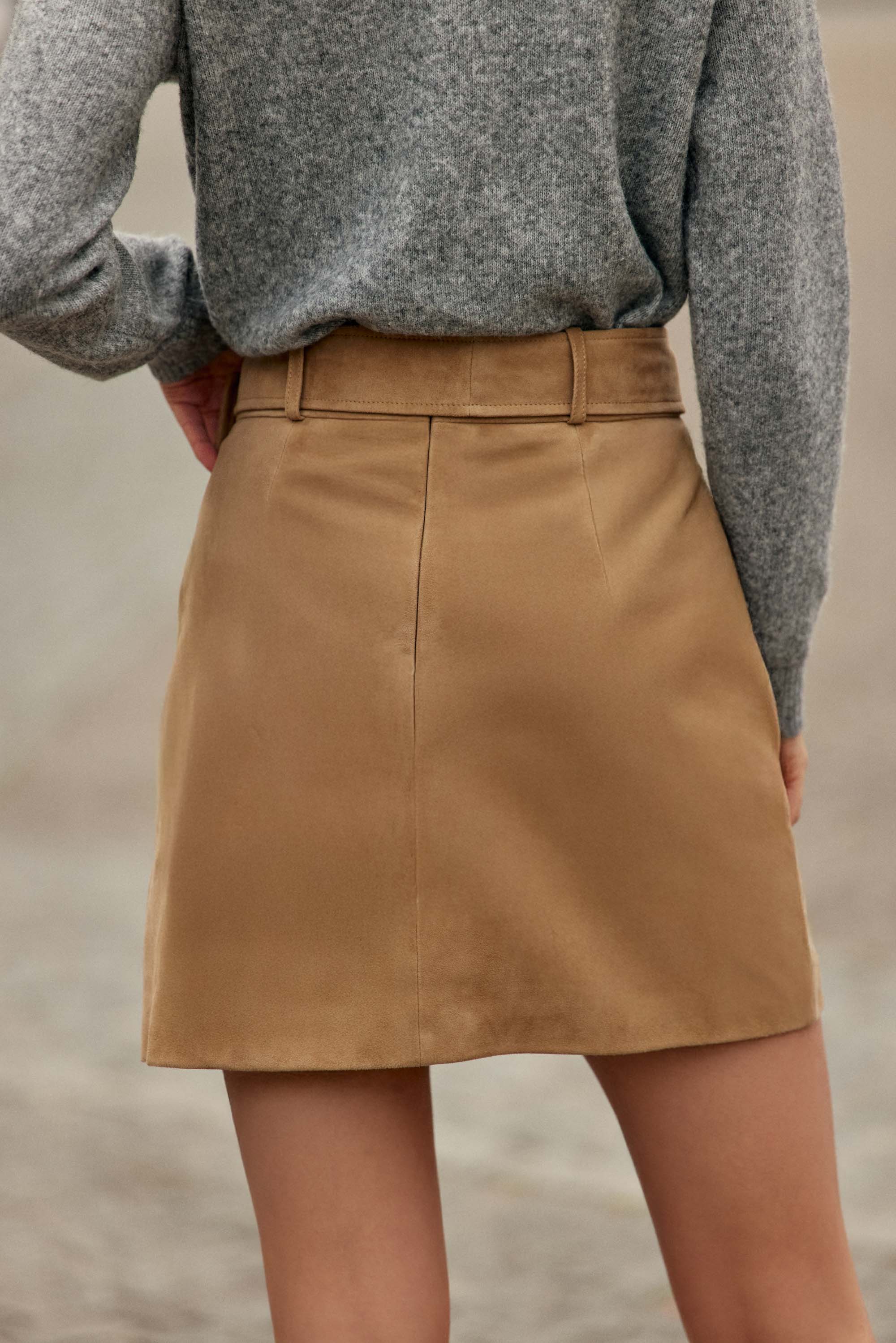 Jupe courte beige - Faustine