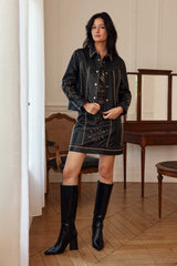 Jupe en cuir cloutée noire - Fill