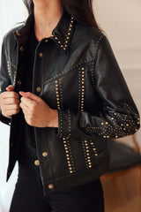 Veste en cuir noir cloutée - Firna