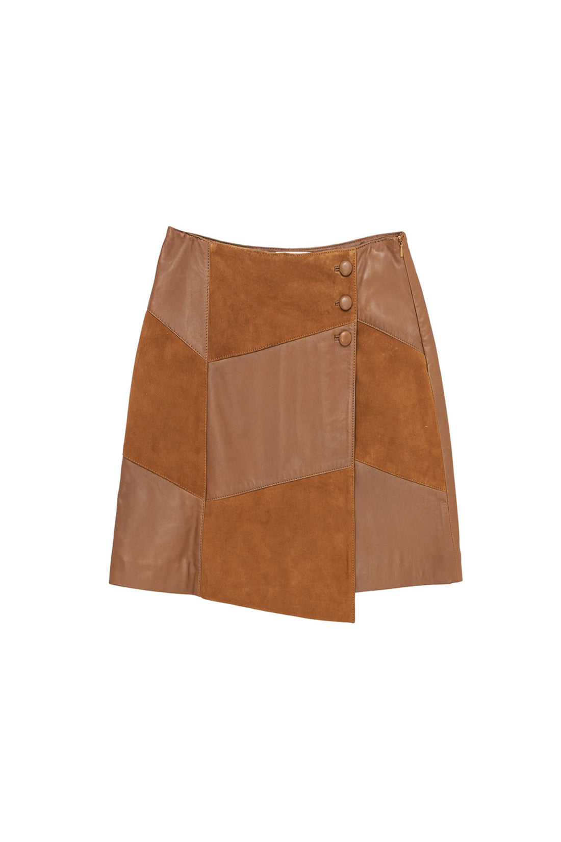 Jupe courte en cuir camel - Flavy