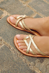 Spartiates cuir doré - Gauthier