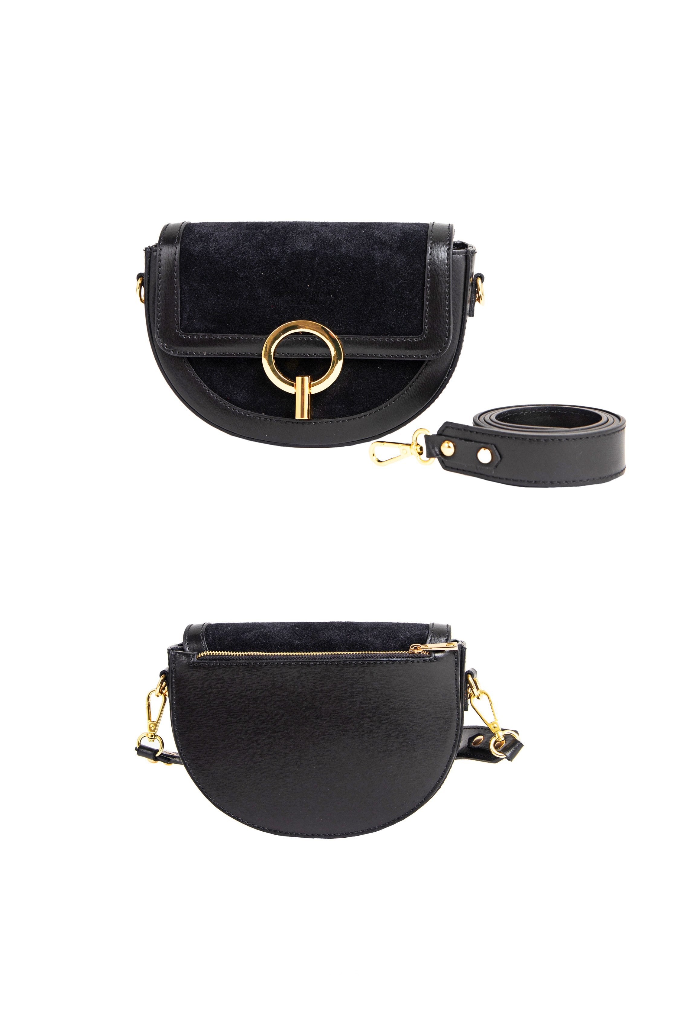 Sac en cuir bimatière noir - Jim