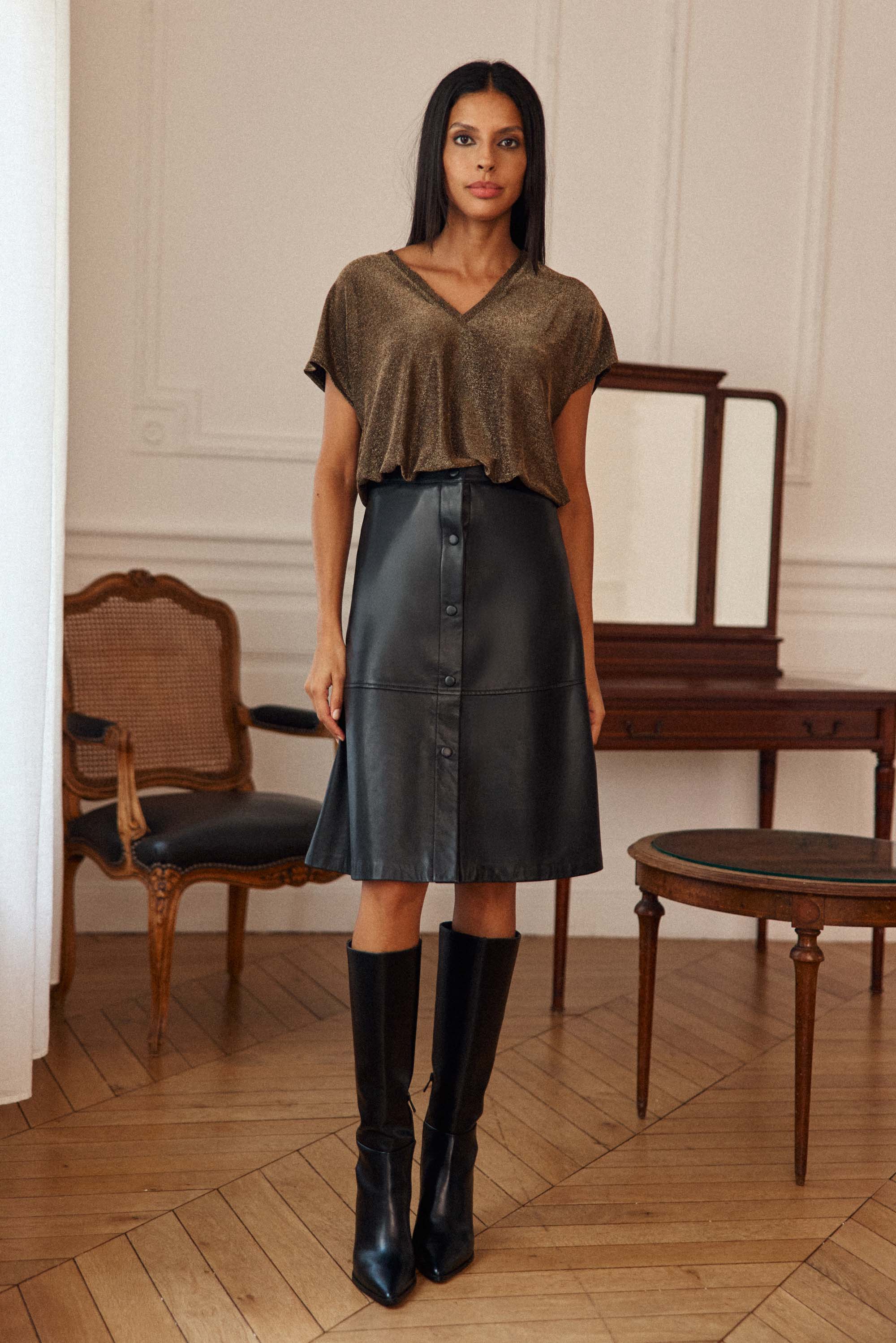 Jupe en cuir noir - Jolene