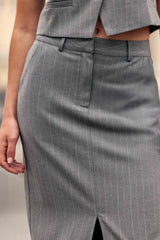 Jupe midi grise à rayures - Julan