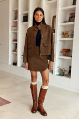 Jupe courte portefeuille pied de poule - Juna