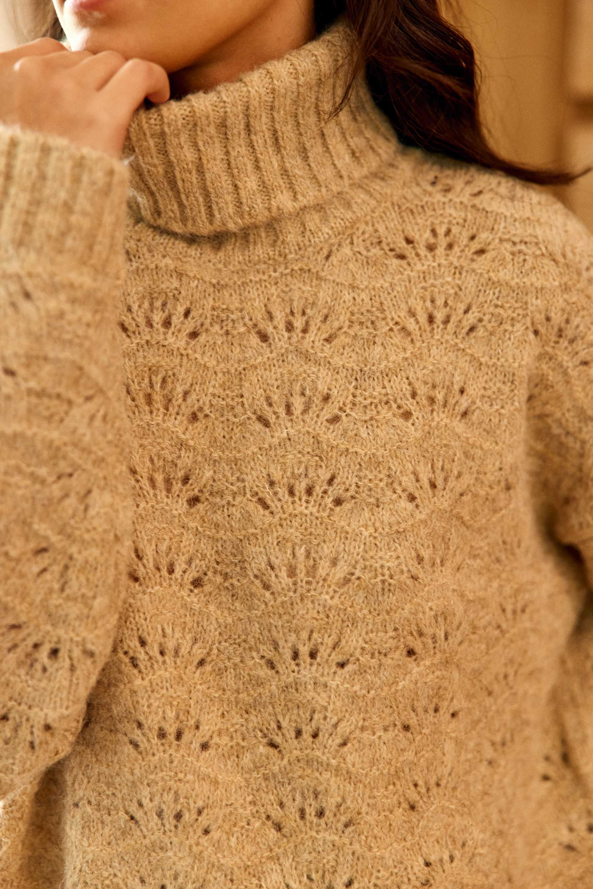 Pull col roulé beige - Madison