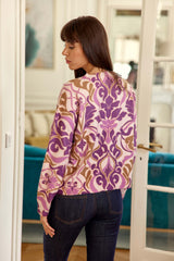 Pull violet à imprimés - Mady