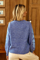 Pull brodé bleu - Maela