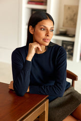 Pull col rond marine - Maha