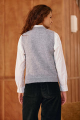 Pull sans manches gris chiné - Manda