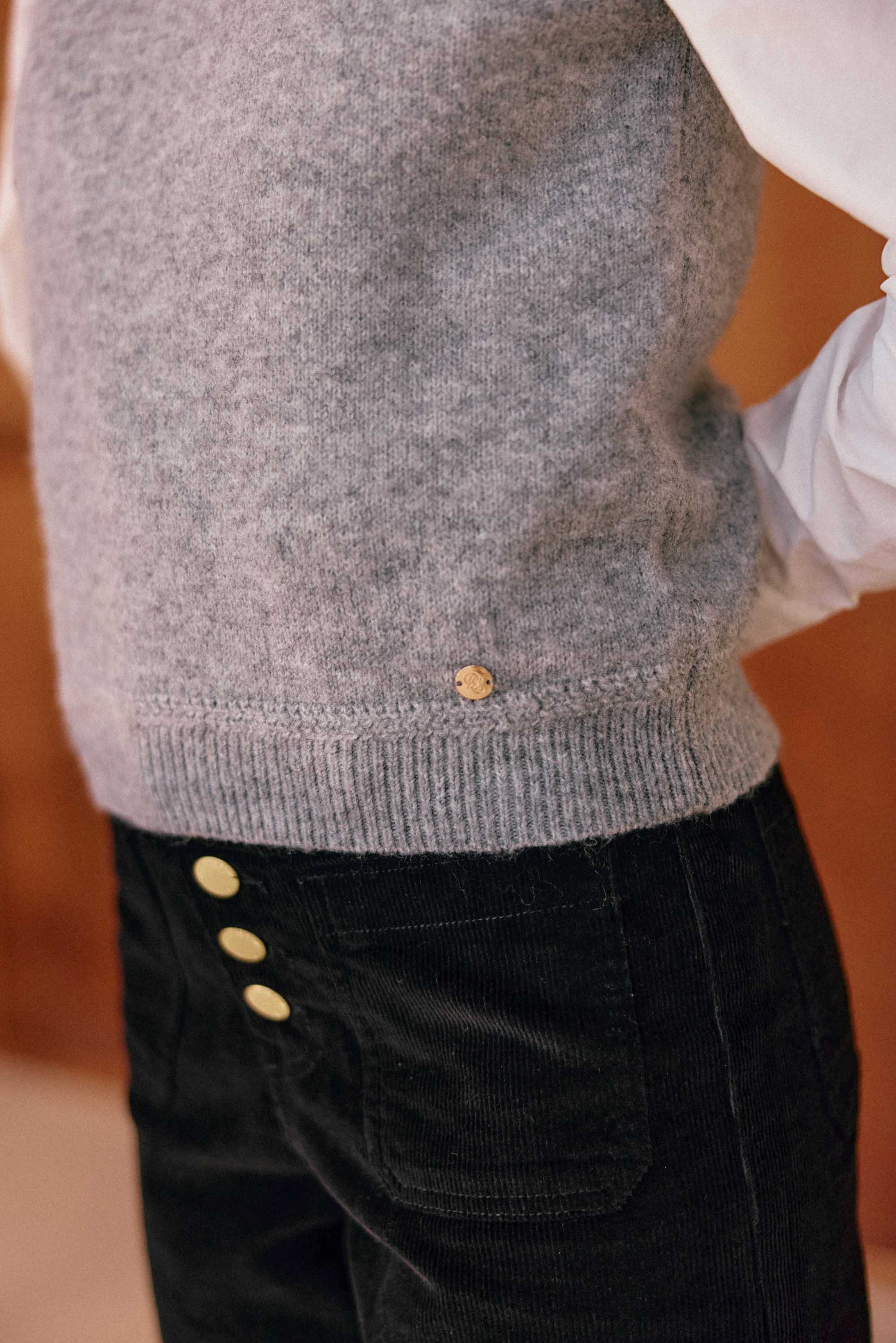 Pull sans manches gris chiné - Manda