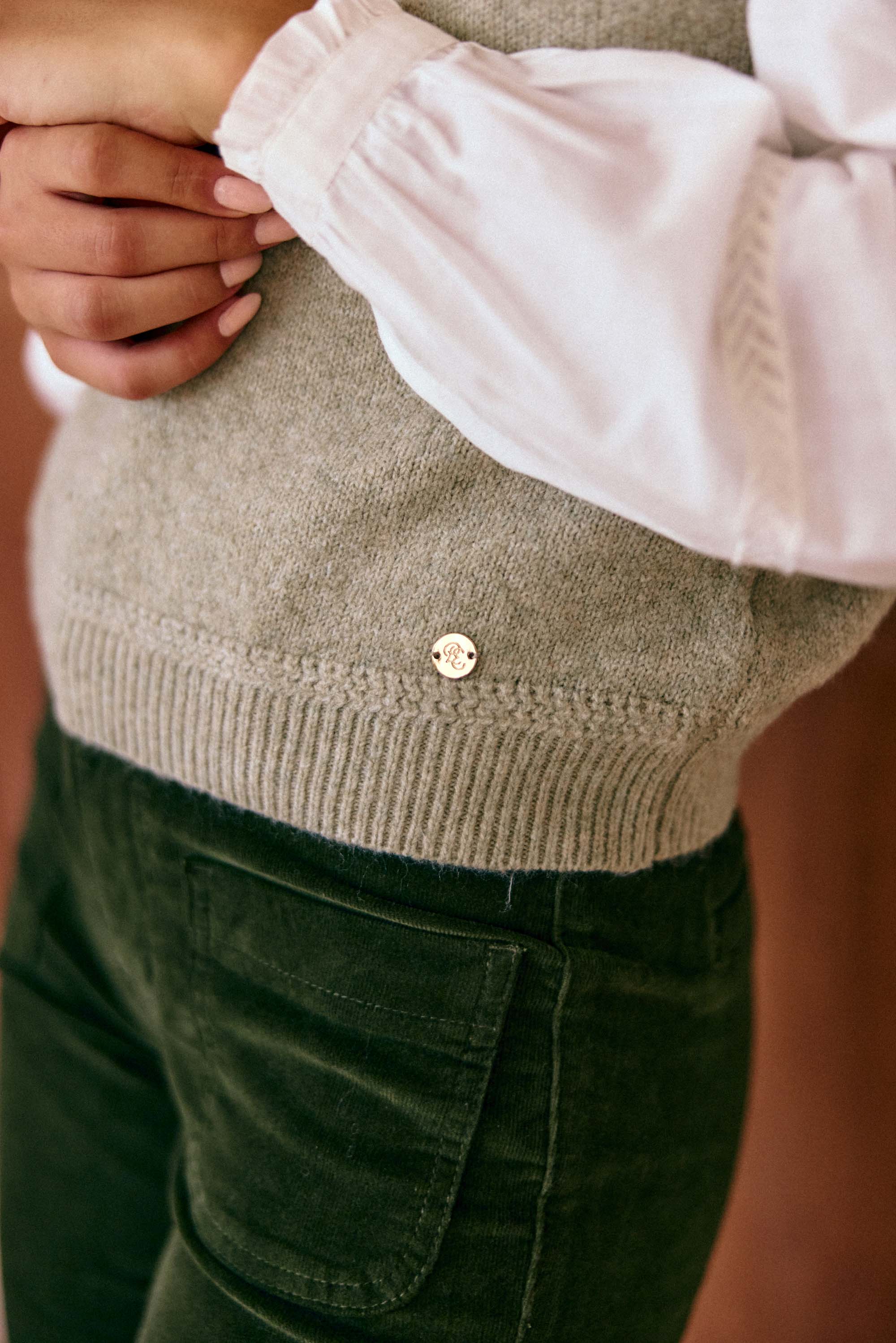 Pull sans manches kaki - Manda