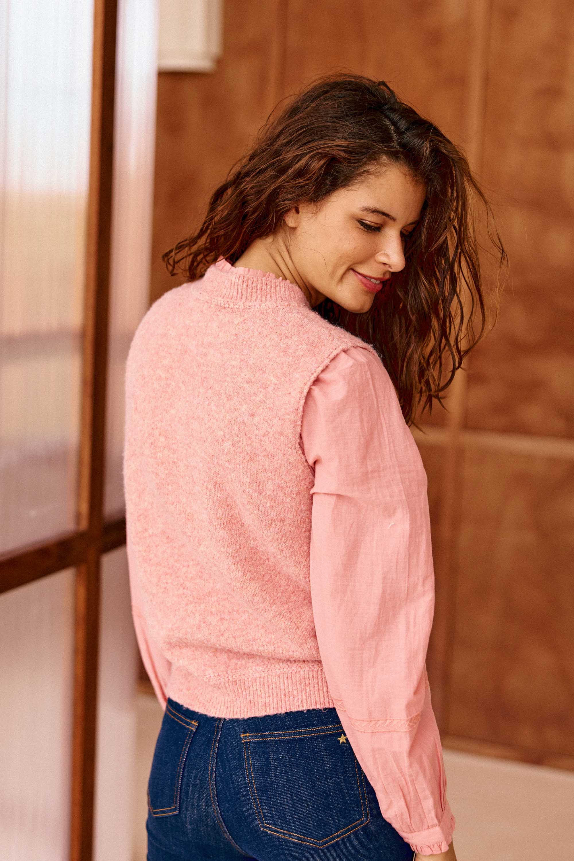 Pull sans manches rose - Manda