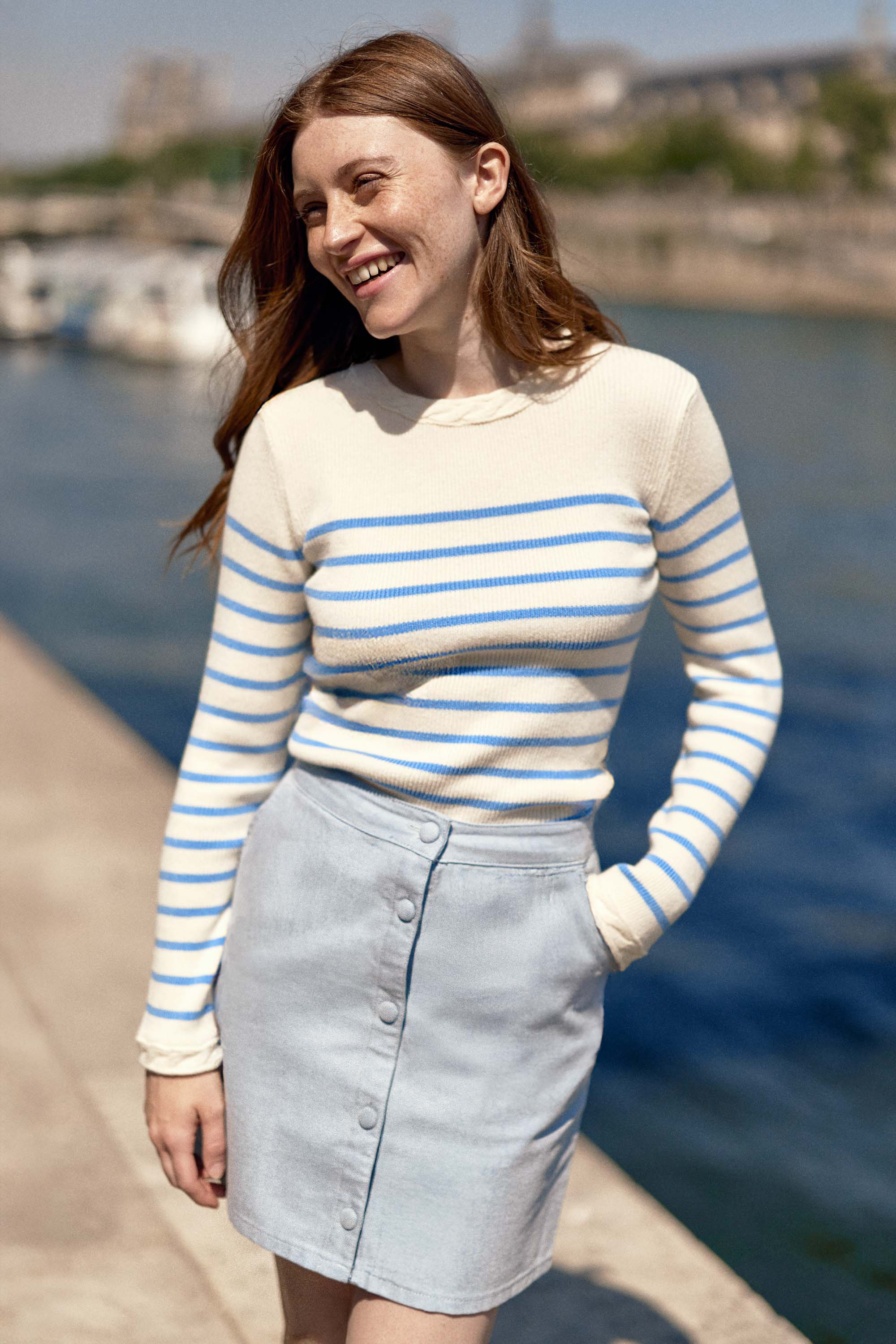 Pull marinière bleu ciel - Manel