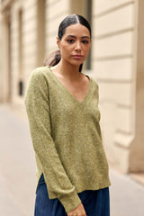 Pull col V kaki - Mantia