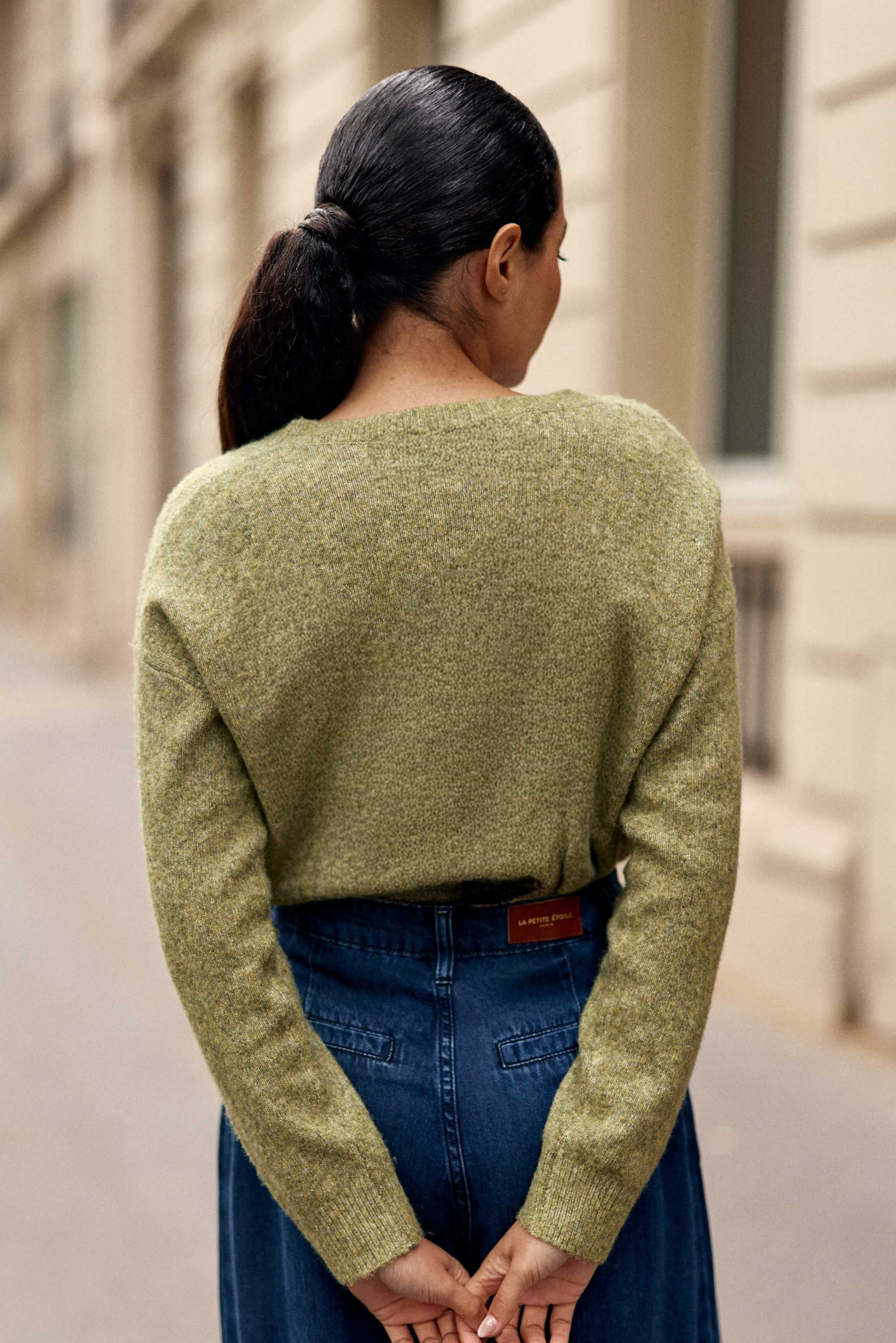 Pull col V kaki - Mantia