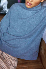 Pull col roulé bleu - Marlen