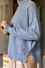 Pull col roulé bleu - Marlen