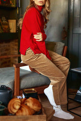 Pull col roulé rouge - Marlen