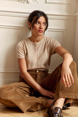 Pull manches courtes beige - Mathilde