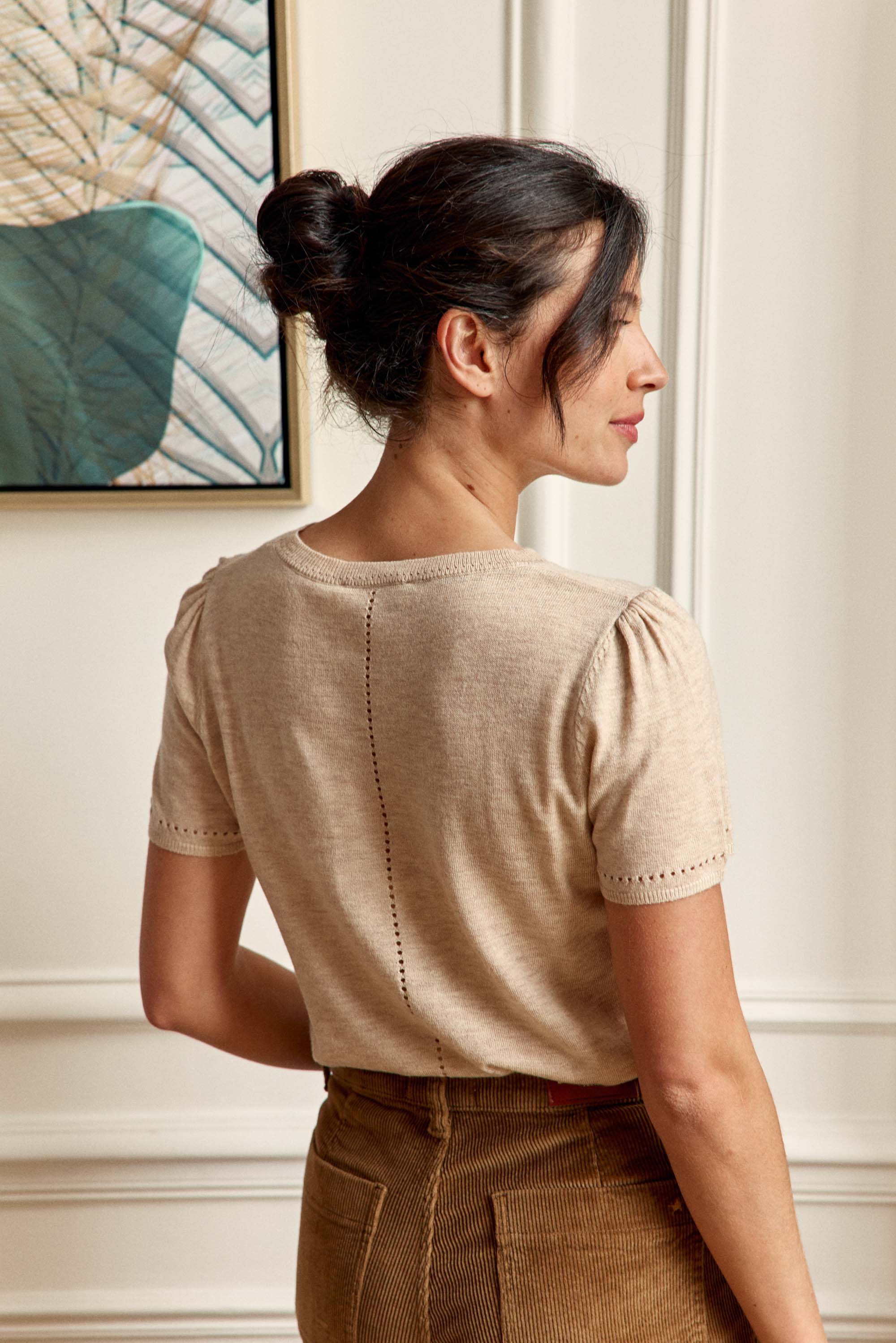 Pull manches courtes beige - Mathilde