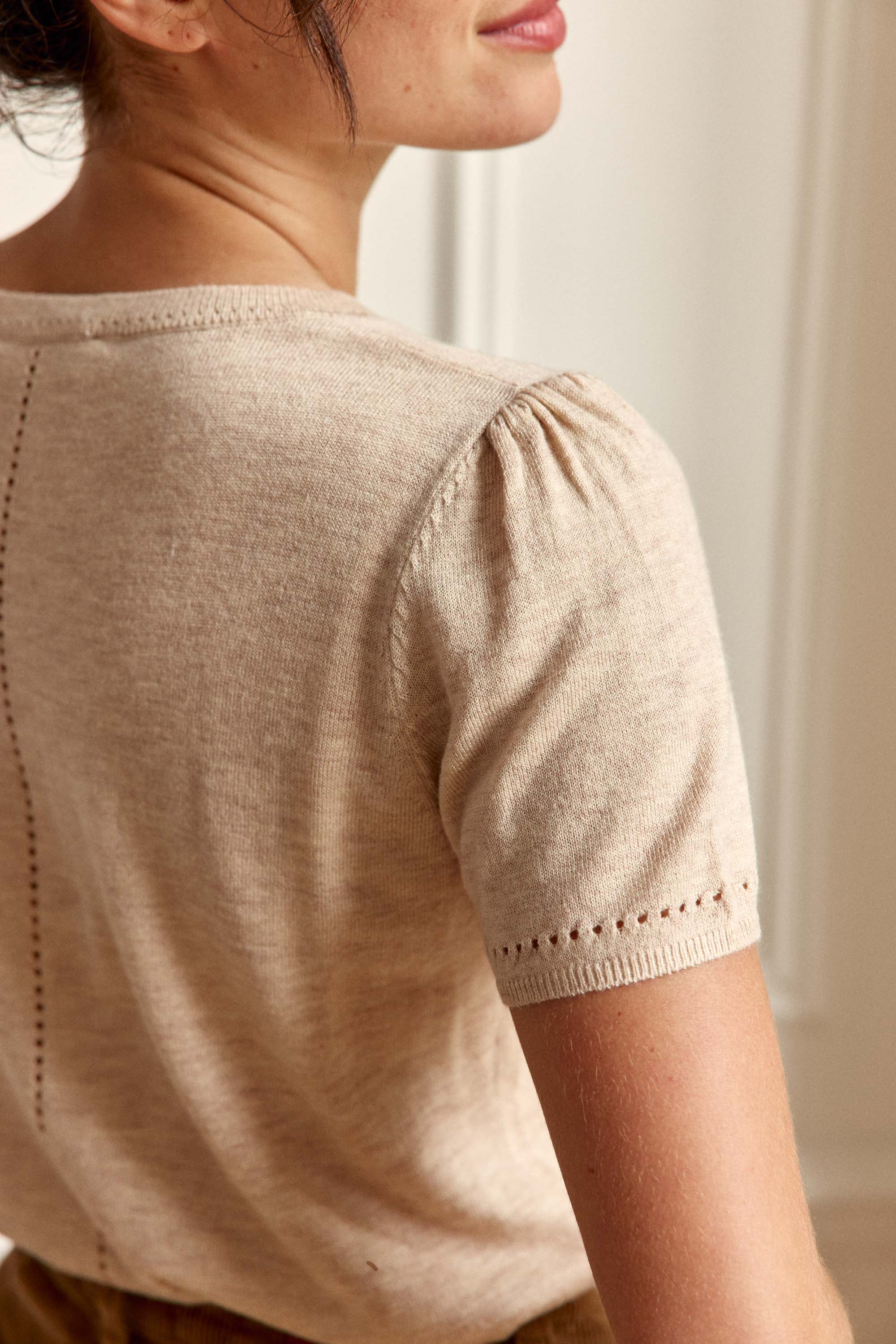 Pull manches courtes beige - Mathilde