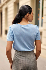 Pull manches courtes bleu - Mathilde