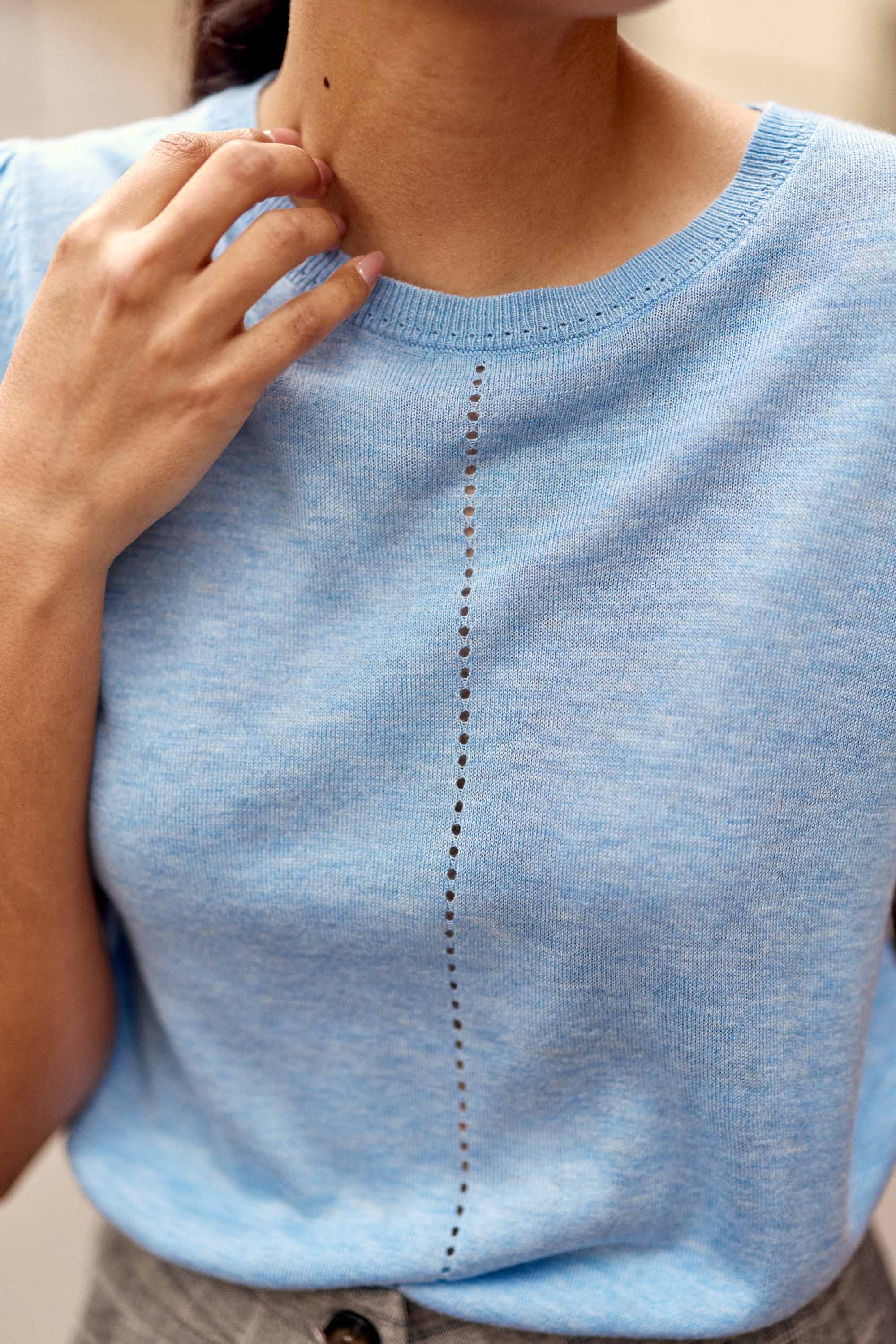 Pull manches courtes bleu - Mathilde