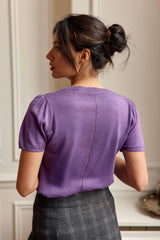 Pull manches courtes violet - Mathilde
