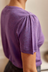 Pull manches courtes violet - Mathilde