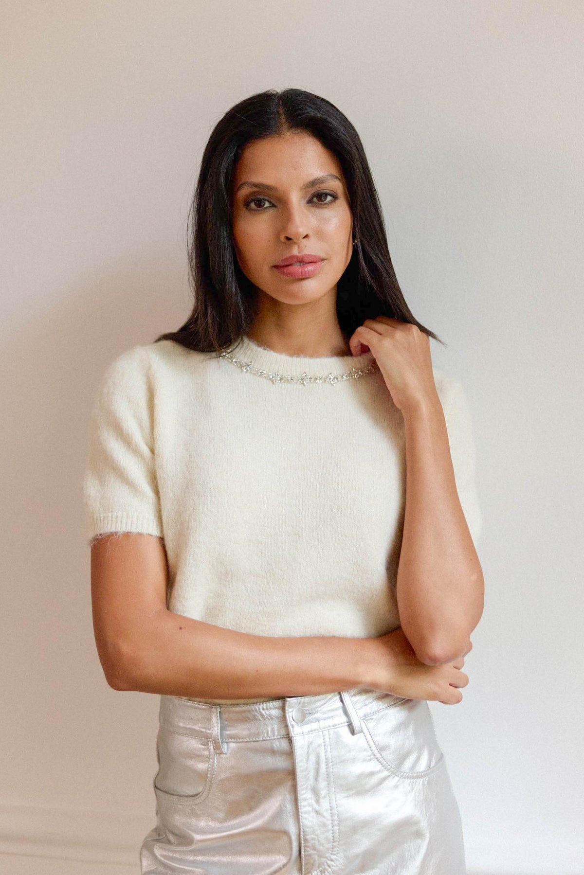 Pull manches courtes écru - Matis