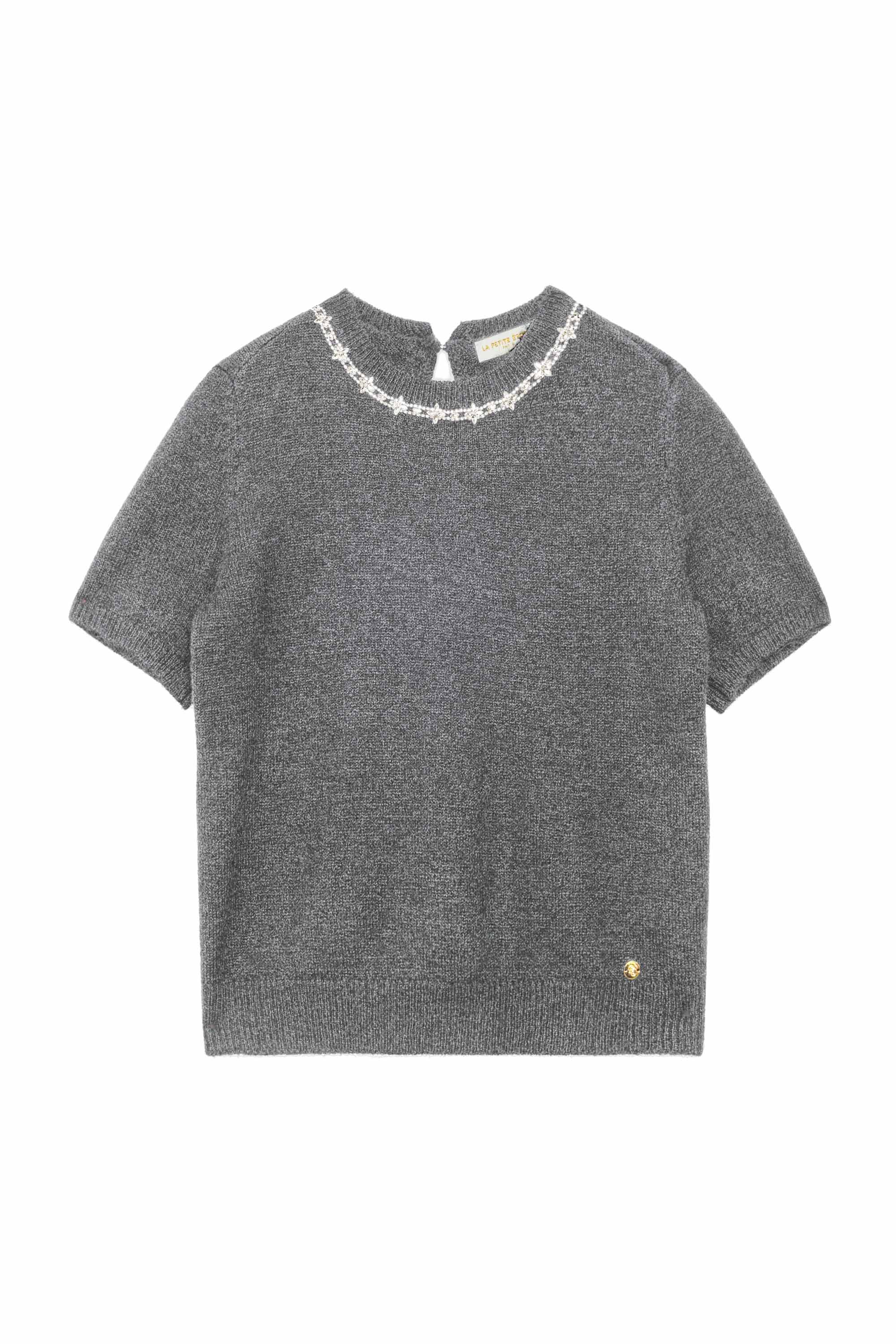 Pull manches courtes gris chiné - Matis